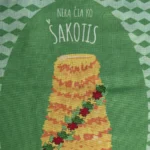 Virtuvės tekstilės rinkinys Šakotis (prijuostė, pirštinė ir puodkėlė) - Image 4